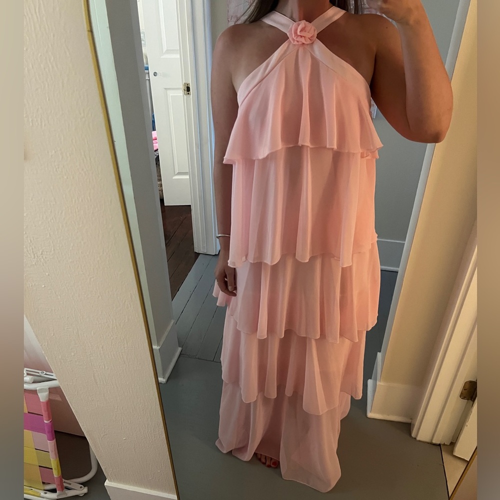 Elegant Pink Tiered Dress